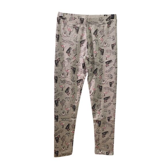 Spotted Zebra Girls Casual Zoo Animals Printed Gray Leggings Size Medium (8) - Picture 1 of 7